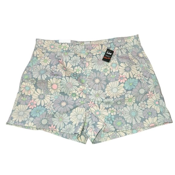 Lee Floral Shorts Chetopa Twill Workwear High Rise Pleated Womans M (32) Jj3406 - Picture 1 of 9